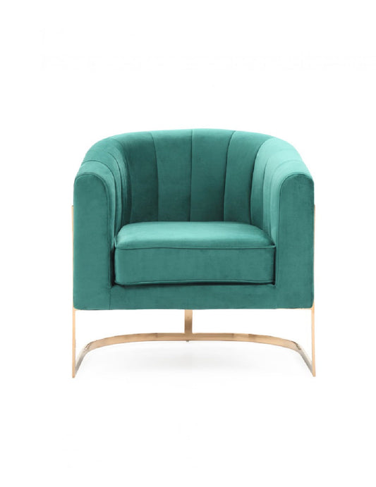 Modrest Trask Modern Green Velvet & Rosegold Accent Chair