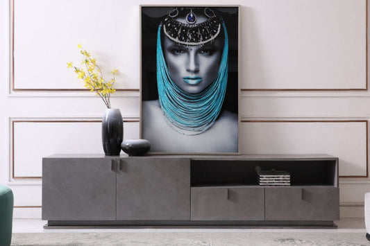 Modrest Buckley - Modern Grey Crackle TV Stand