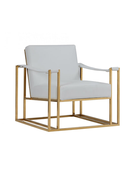 Modrest Larson Modern White Leatherette & Gold Accent Chair