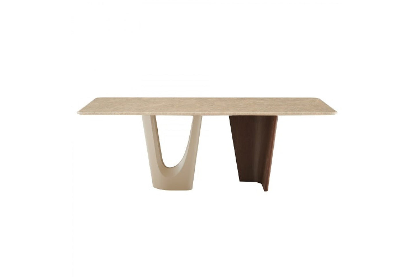 Modrest Brianna - Contemporary Marble and Cream/Walnut Dining Table