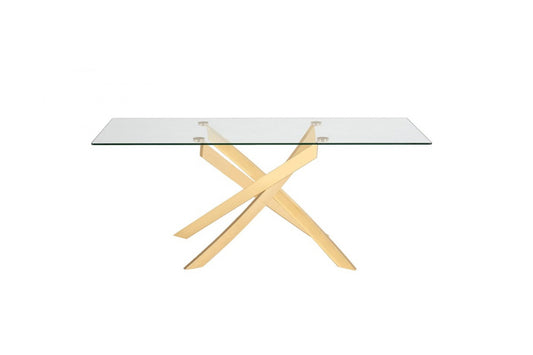 Modrest Pyrite Modern Glass and Gold Dining Table