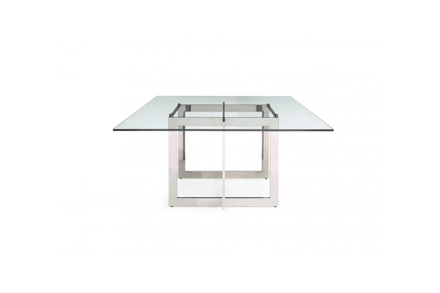 Modrest Keaton - Square Modern Glass + Stainless Steel Dining Table