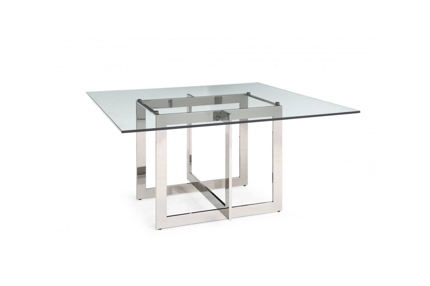 Modrest Keaton - Square Modern Glass + Stainless Steel Dining Table