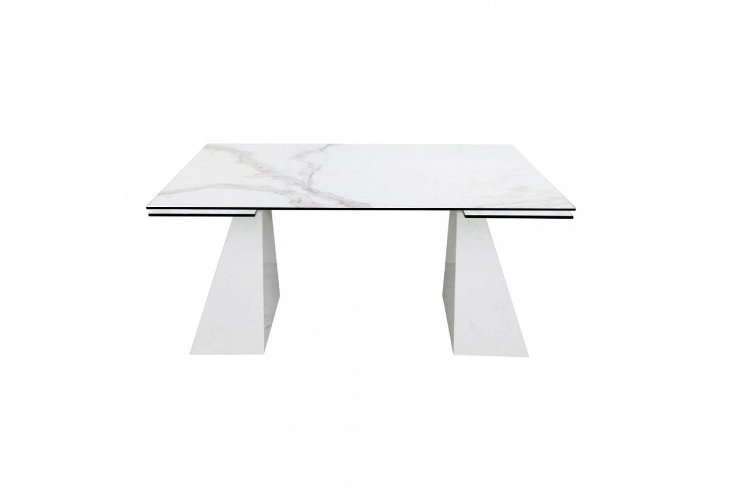 Modrest Latrobe - Modern White Ceramic Quartz 118" Extendable Dining Table