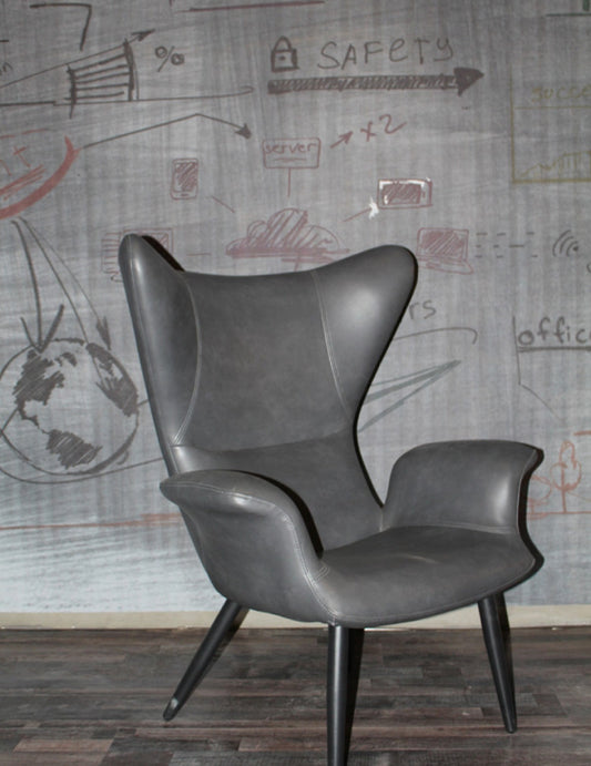 Divani Casa Slater Modern Dark Grey Leatherette Lounge Chair