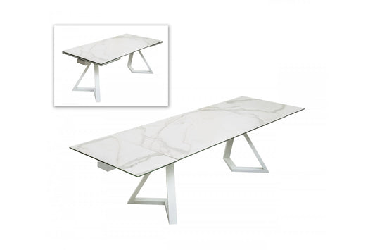 Modrest Farrell - Modern White Ceramic Extendable Dining Table