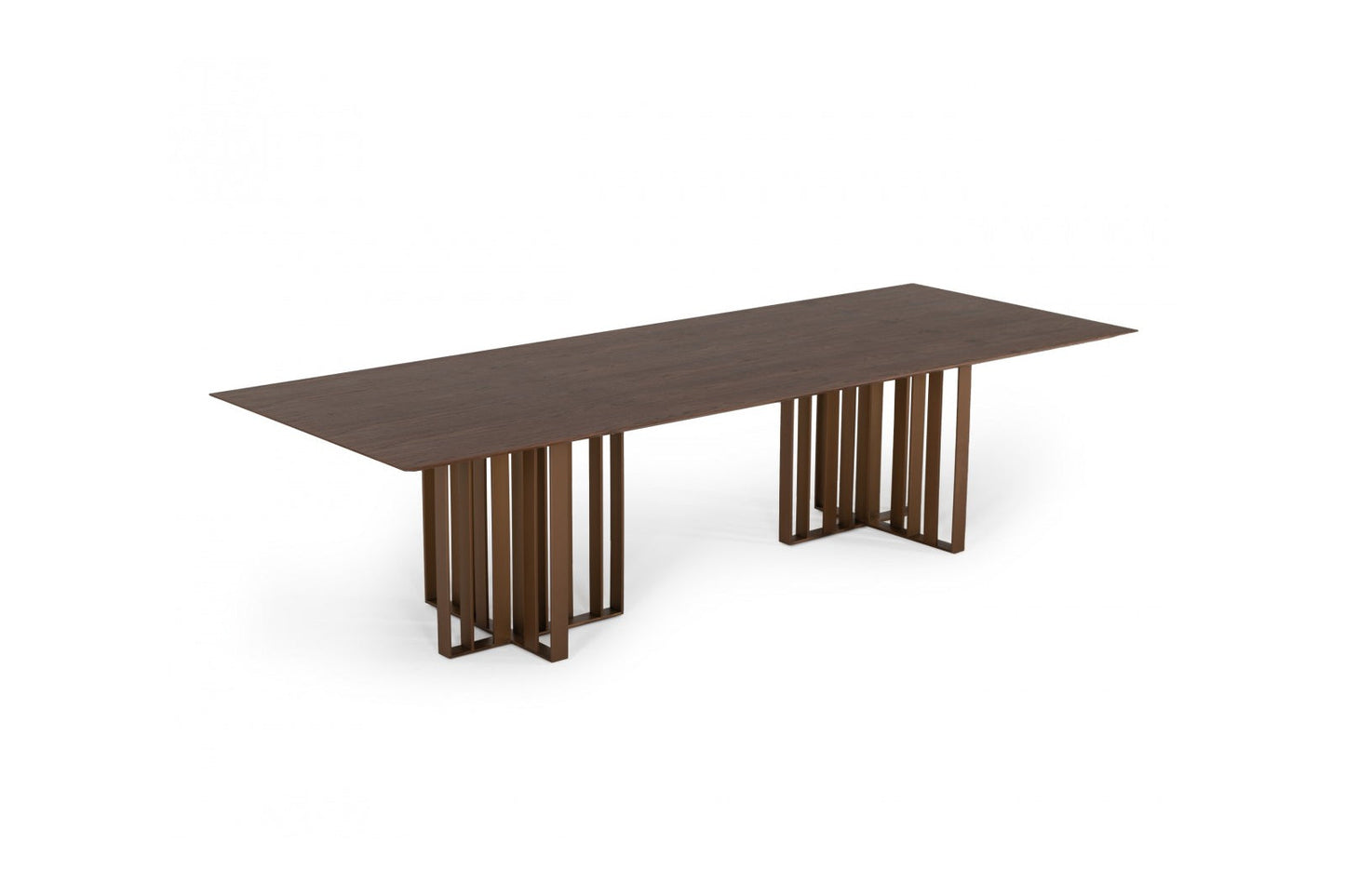 Modrest Livia - Modern Walnut & Brass Stainless Steel Dining Table