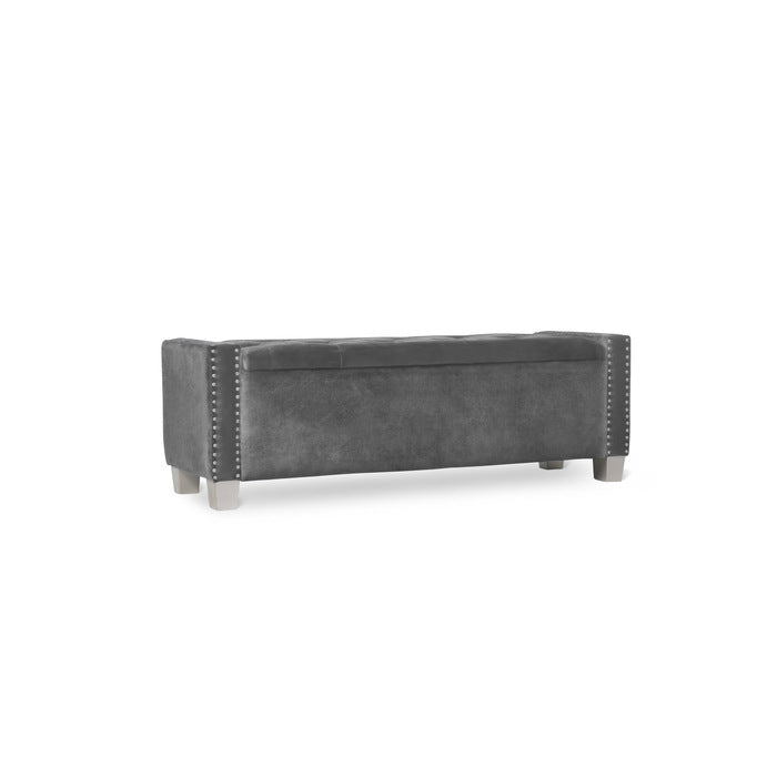 SH228GRY-BH STORAGE BENCH WITH GREY VELVET,3A