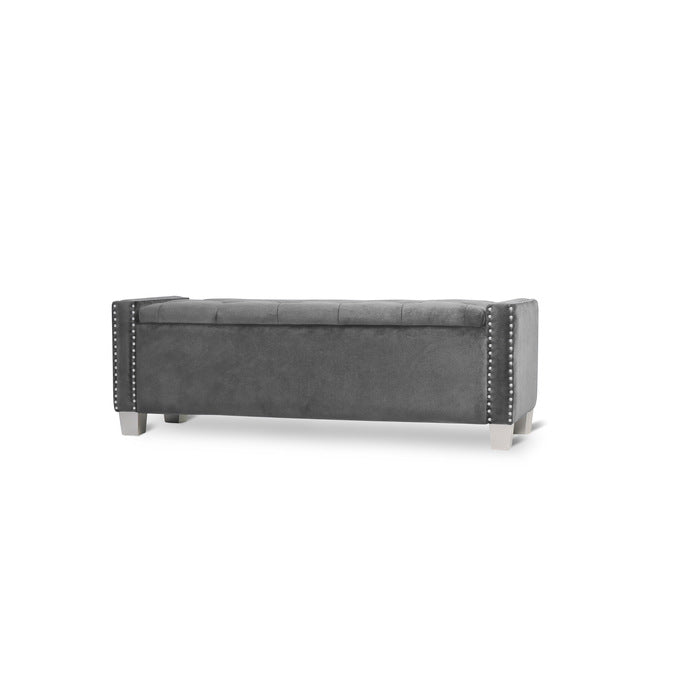 SH228GRY-BH STORAGE BENCH WITH GREY VELVET,3A