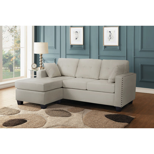 SH3218GRY-3SC REVERSIBLE SOFA CHAISE, GRAY FABRIC