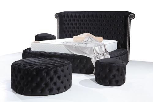 Viss Velvet Black Queen Storage Platform Bed