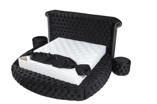 Viss Velvet Black Queen Storage Platform Bed