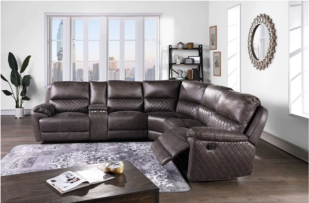 Martino Leather Chaise Sectional Sofa 2 Piece Baci Living Room