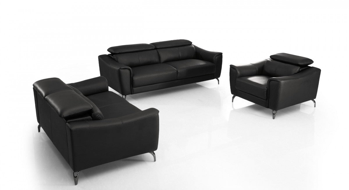 Divani Casa Danis - Modern Black Leather Sofa Set
