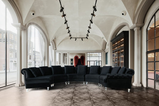 Divani Casa Darla - Modern Black Velvet Circular Sectional Sofa