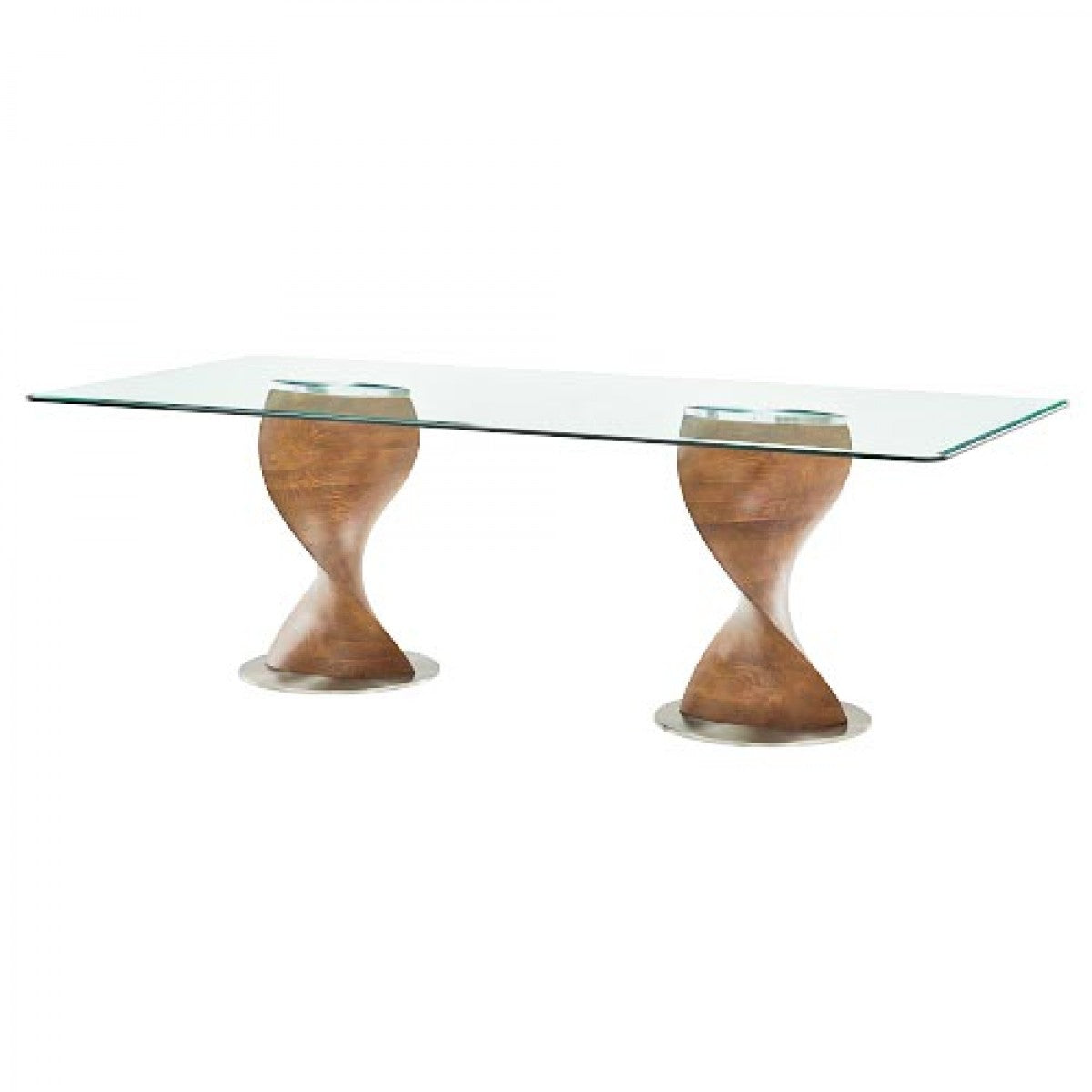 Modrest Cleveland - Contemporary Glass and Walnut Dining Table Set
