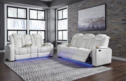 Party Time Power Reclining Sofa and Loveseat- PKG010437