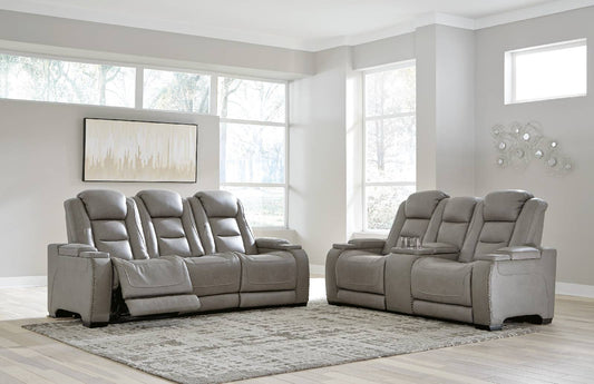 The Man-Den Power Reclining Sofa and Loveseat - PKG010459