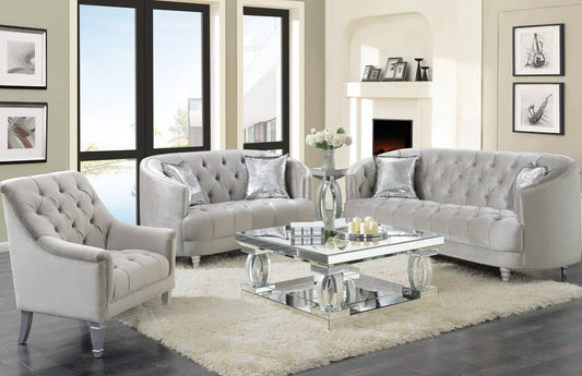 Avonlea Sloped Arm Tufted 2-3 Piece Living Room Set Grey 508461-S3