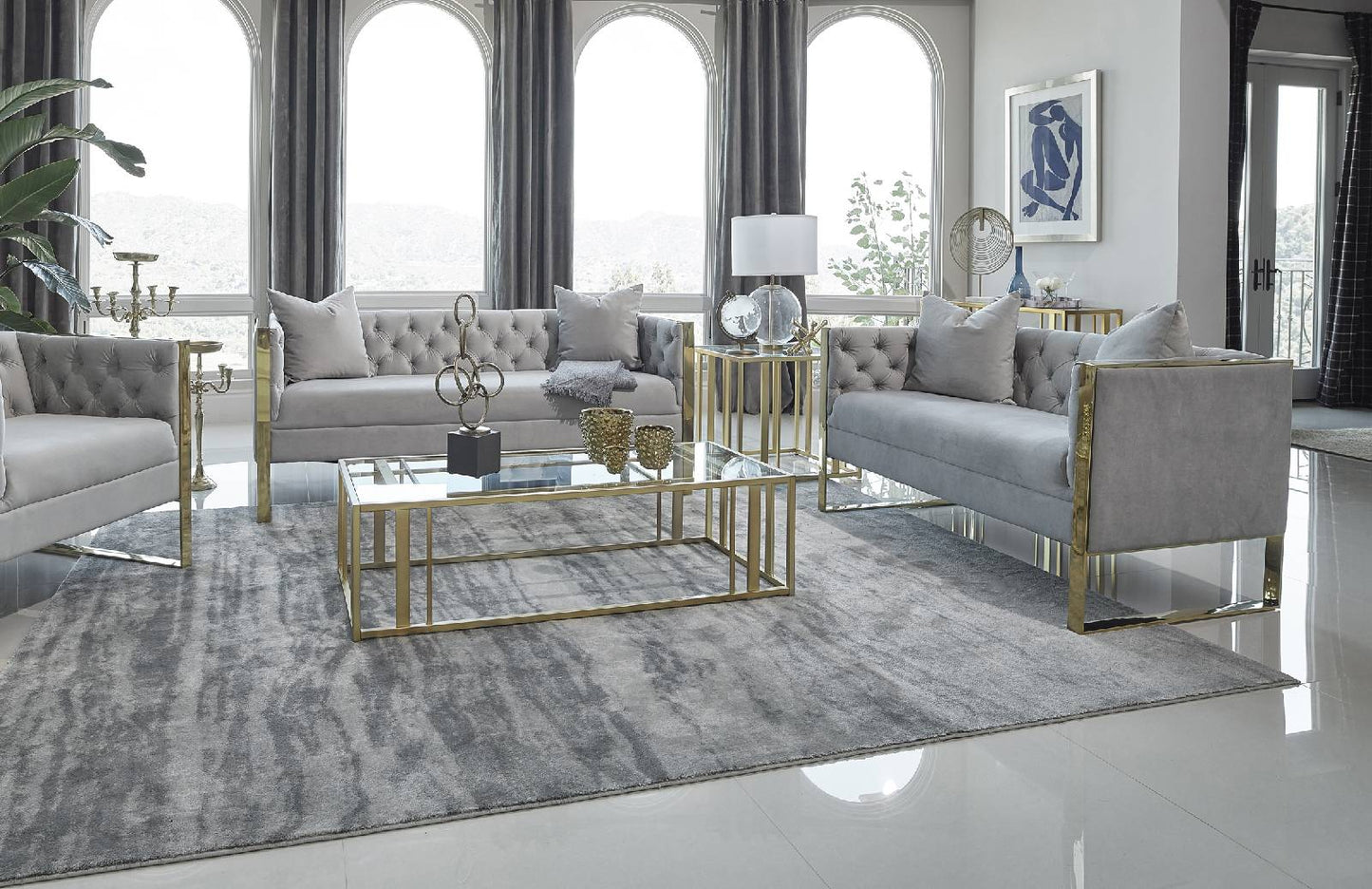 Eastbrook 2-piece Tufted Back Living Room Set Grey  509111-S2