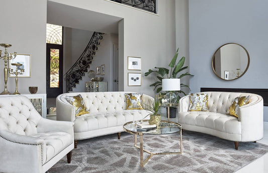 Avonlea 2-3 Piece Upholstered Sloped Arm Living Room Set Champagne