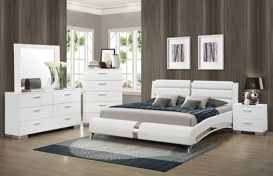 Jeremaine Eastern Bed Room Set Upholstered White 300345