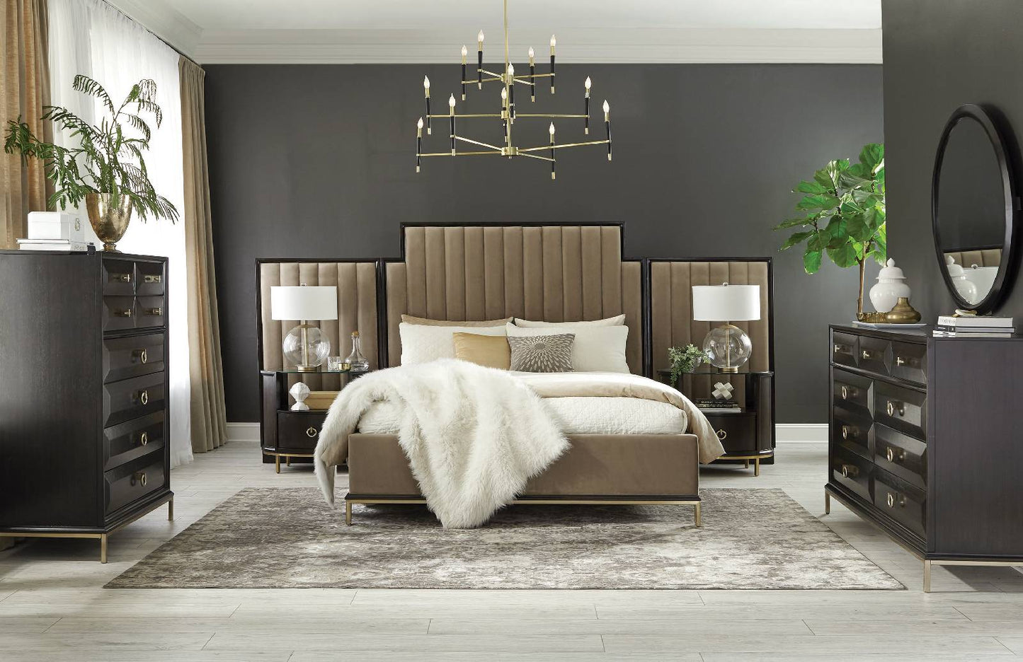 Formosa Platform Bedroom Set With Oval Nightstand Camel 222820