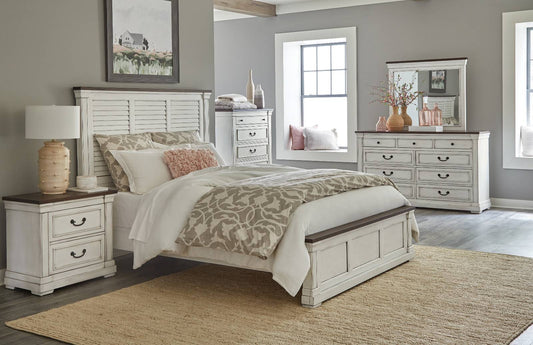 Hillcrest  Panel Bedroom Set White And Dark Rum - 223351