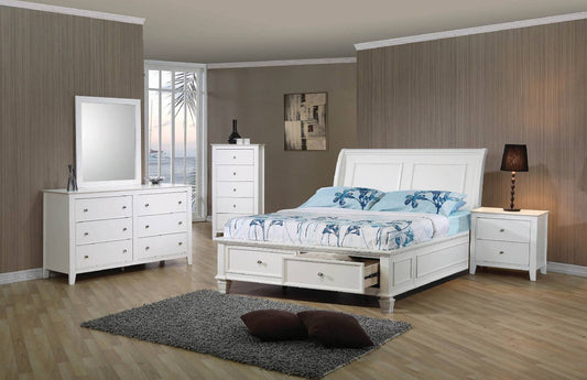 Selena Full Sleigh Bed With Footboard Storage Buttermilk  - 400239