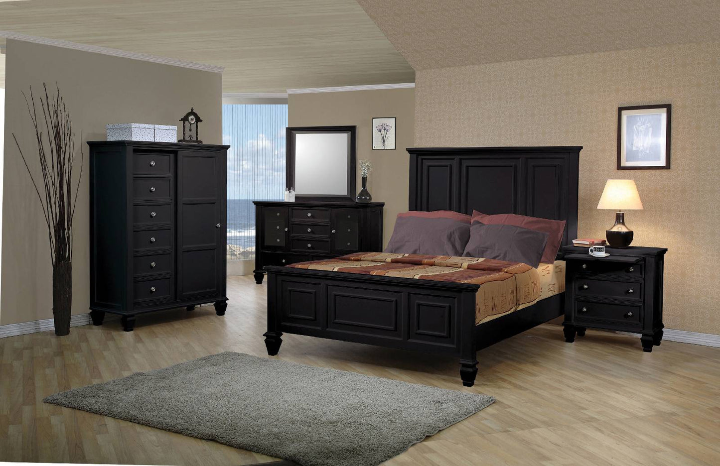 Sandy Beach Bedroom Set With High Headboard - 201321