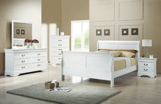 Louis Philippe Panel Bed White Collection - 204691