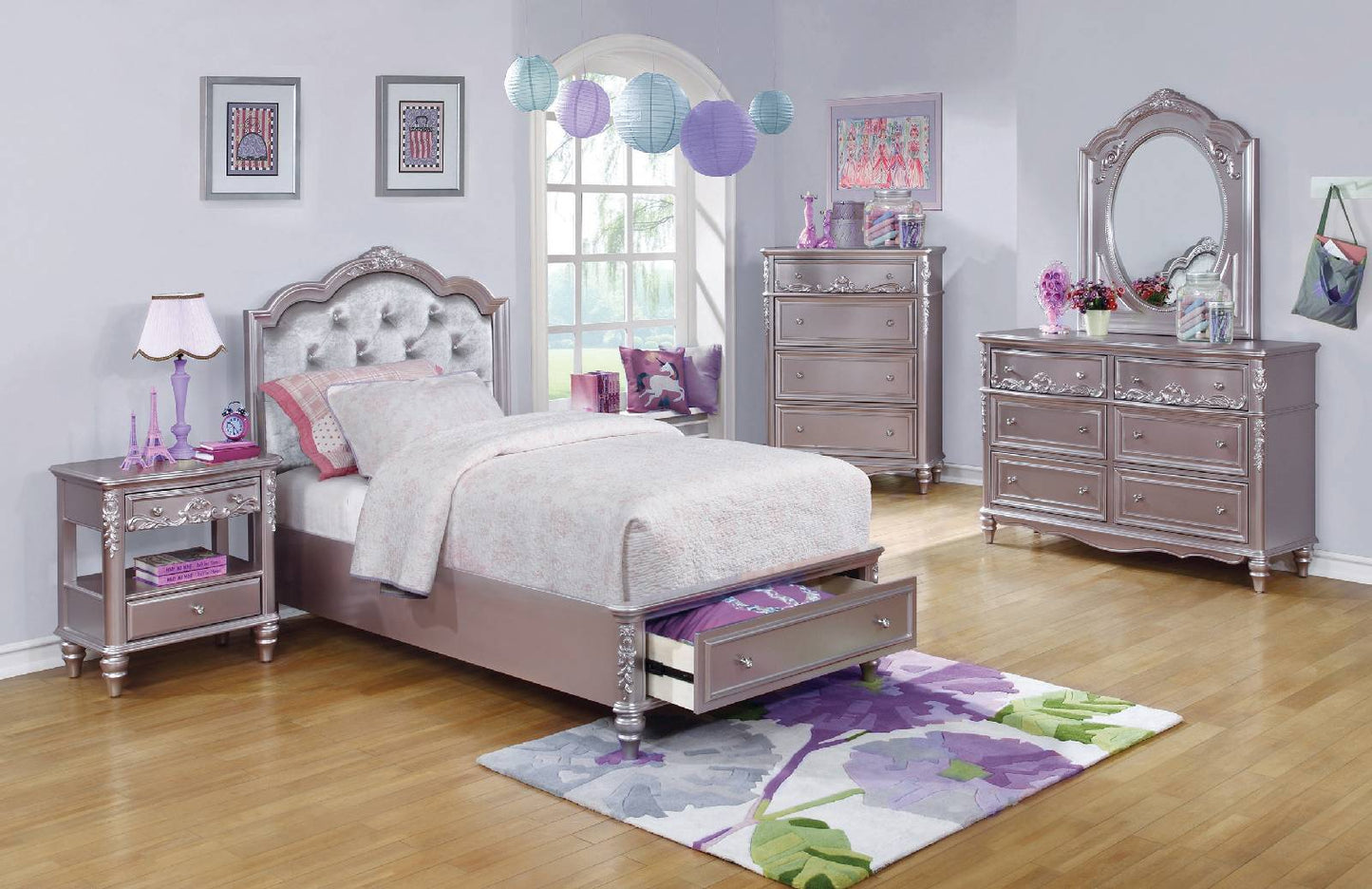 Caroline Storage Bedroom Set Metallic Lilac - 400891