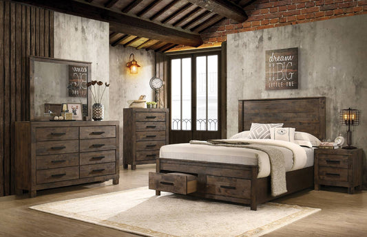 Woodmont Platform Bedroom Set Rustic Golden Brown  222631