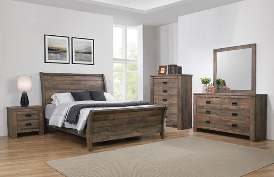 Frederick  Eastern King Panel Bedroom Set Weathered Oak - 222961