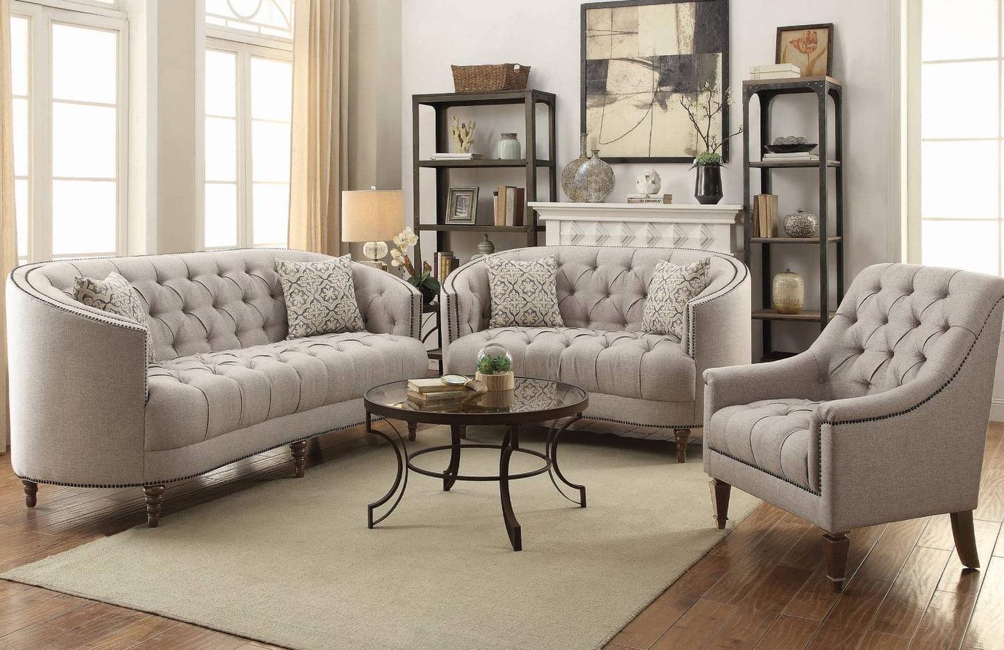 Avonlea 2-3 Piece Tufted Living Room Set Grey
