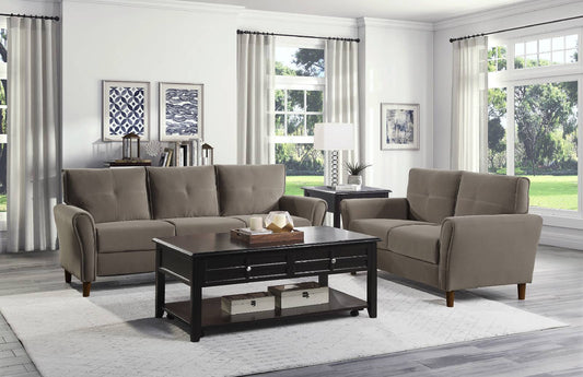 9348BRW*2 2pc Set: Sofa, Love
