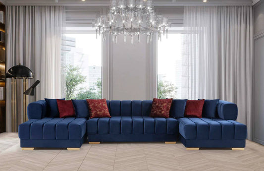 Ariana Blue Velvet Double Chaise Sectional