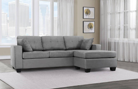 SH3217GRY-3SC REVERSIBLE SOFA CHAISE, GRAY FABRIC