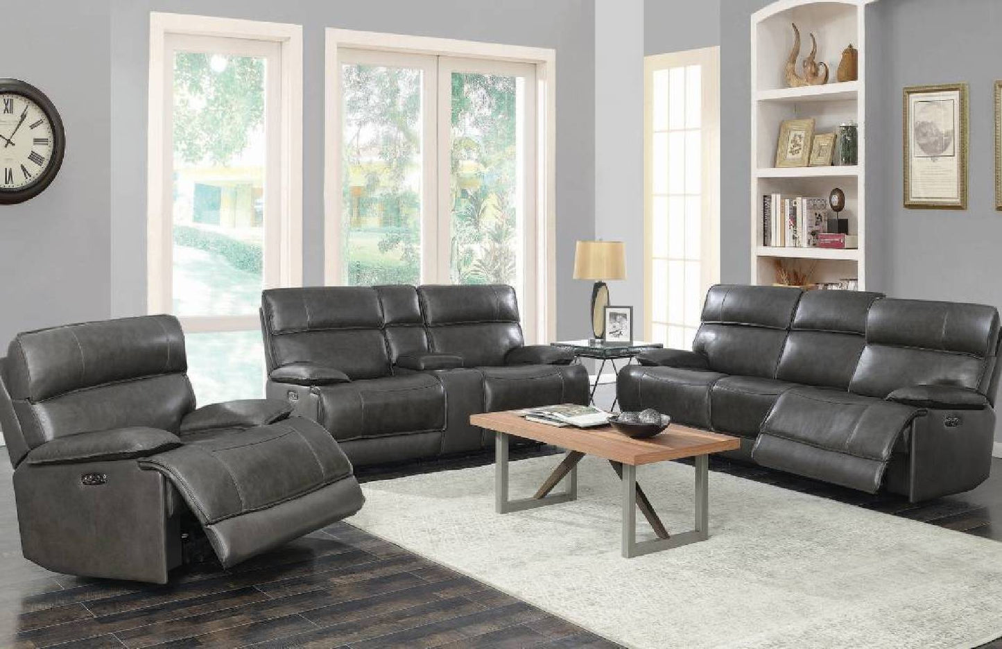 Stanford Power Living Room Set Charcoal - 650221P