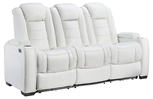 Party Time White Power Reclining Sofa | 3700415