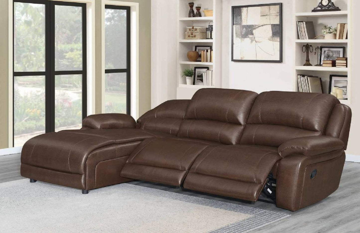 Mackenzie 3-Piece Upholstered Tufted Motion Sectional Chestnut - 600357B