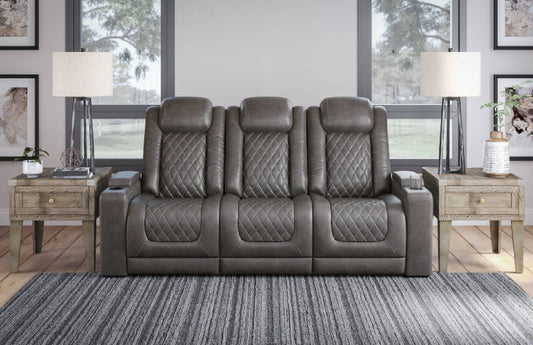 HyllMont Gray Power Reclining Sofa | 9300315