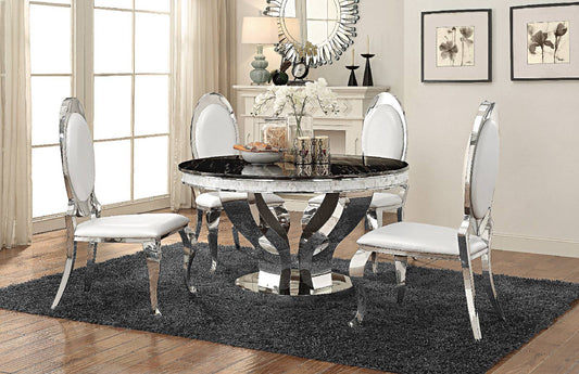 Anchorage 5-Piece Round Dining Set Chrome - 107891-S5