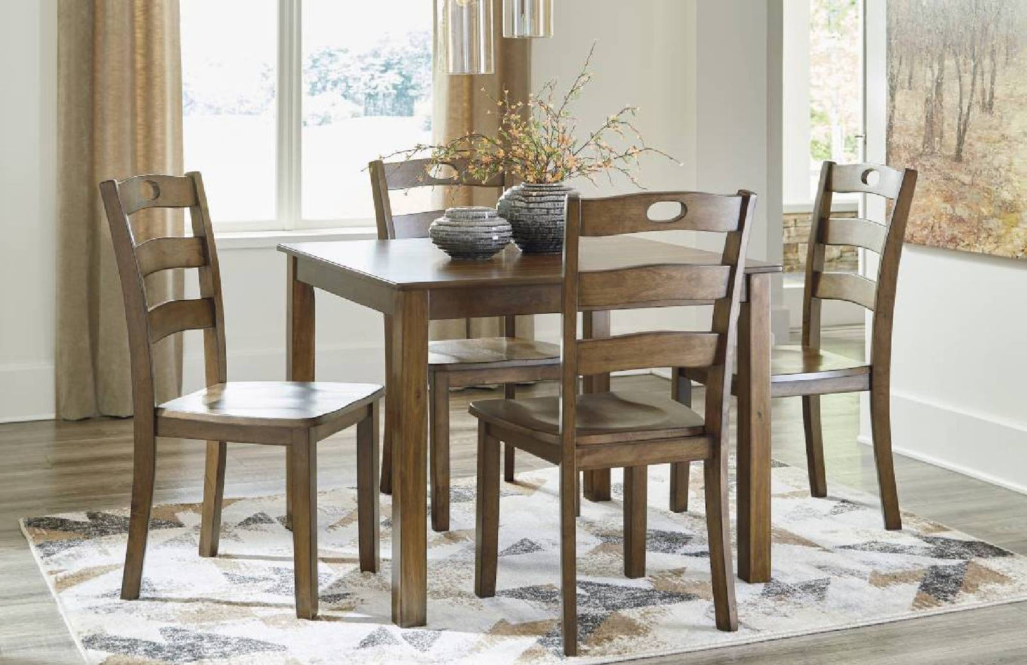 Hazelteen Medium Brown Dining Table and Chairs (Set of 5) | D419-225