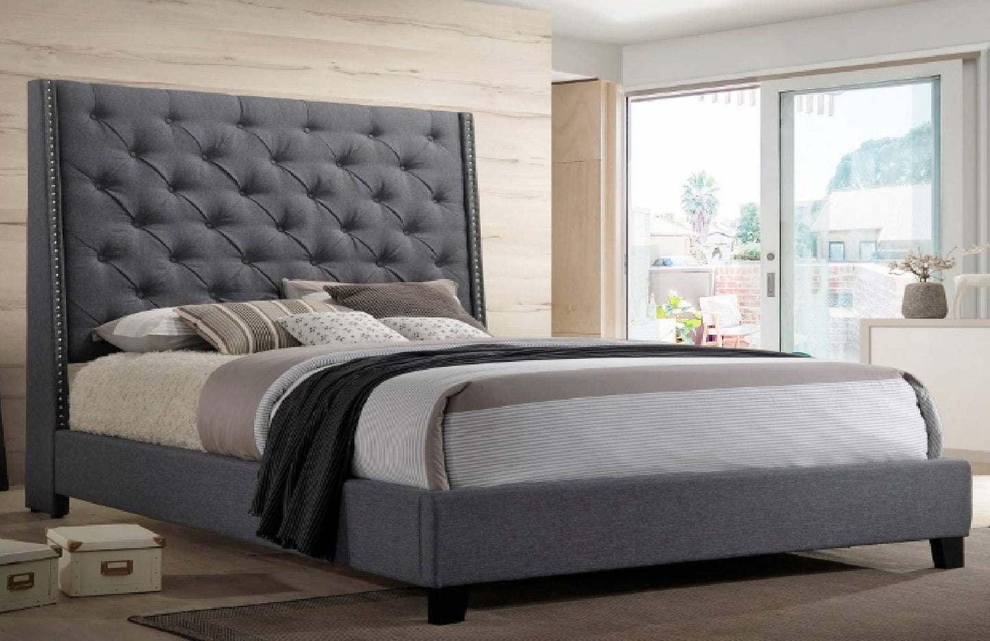 5265-GY CHANTILLY BED GREY (QUEEN, KING)
