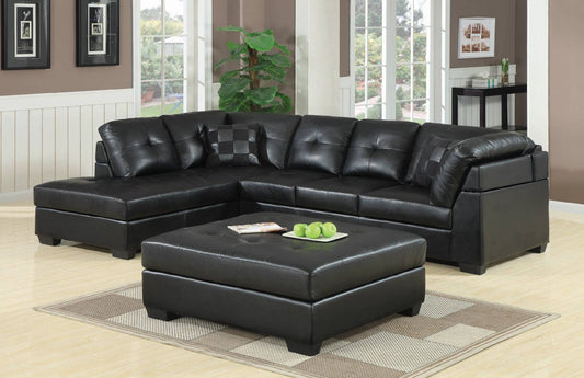 Darie Cushion Back Tufted Sectional Sofa Black - 500606