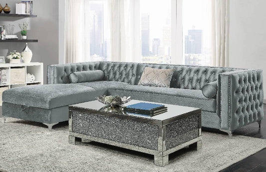 Bellaire Button-Tufted Upholstered Sectional Silver - 508280