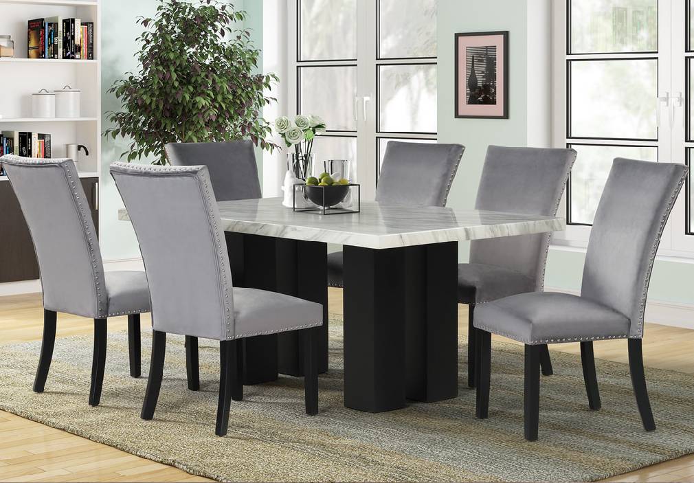1220 - Grey Dining Table + 6 Chair Set **Coming Soon** (ETA 6/24)