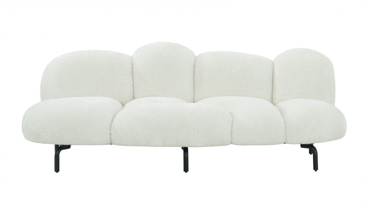 Divani Casa Glaster - Contemporary White Sherpa 88" Bubble Sofa