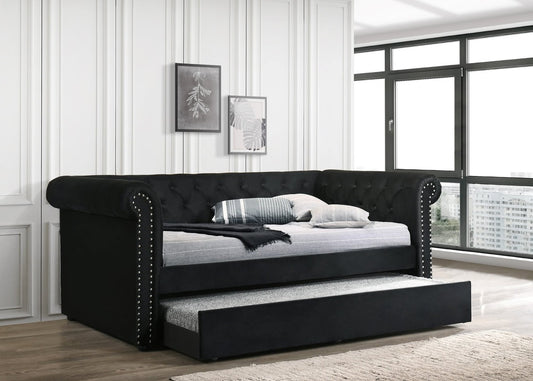 Oakmont Black Velvet - Daybed with Trundle